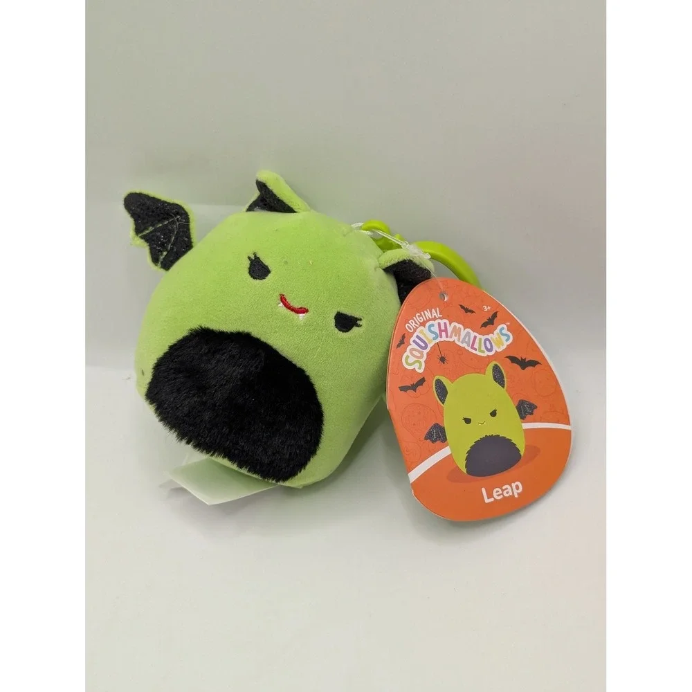 Squishmallows Leap the Bat‎ 3.5 Inch Halloween Clip On Plush NWT Green Black